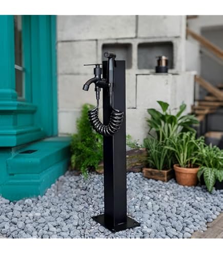 Amazon | 水栓 立水栓 2口丸形アルミ柱 下取出し シャンパン HI-16WR